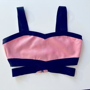 Black and Pink Crop Top with Cut Out Details- Small
